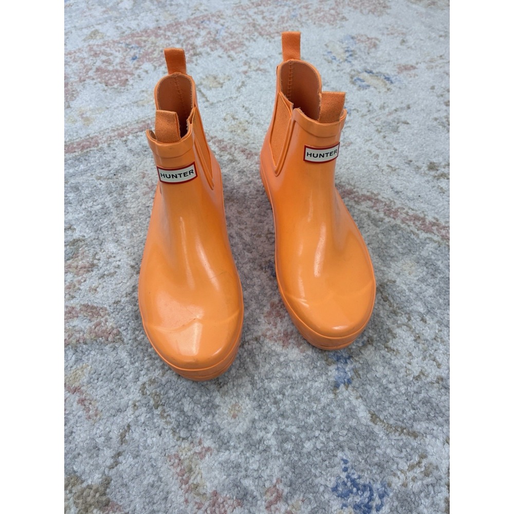 Hunter Rain Boots Orange Gloss Big Kids Size 5 Fits Womens 6 Waterproof